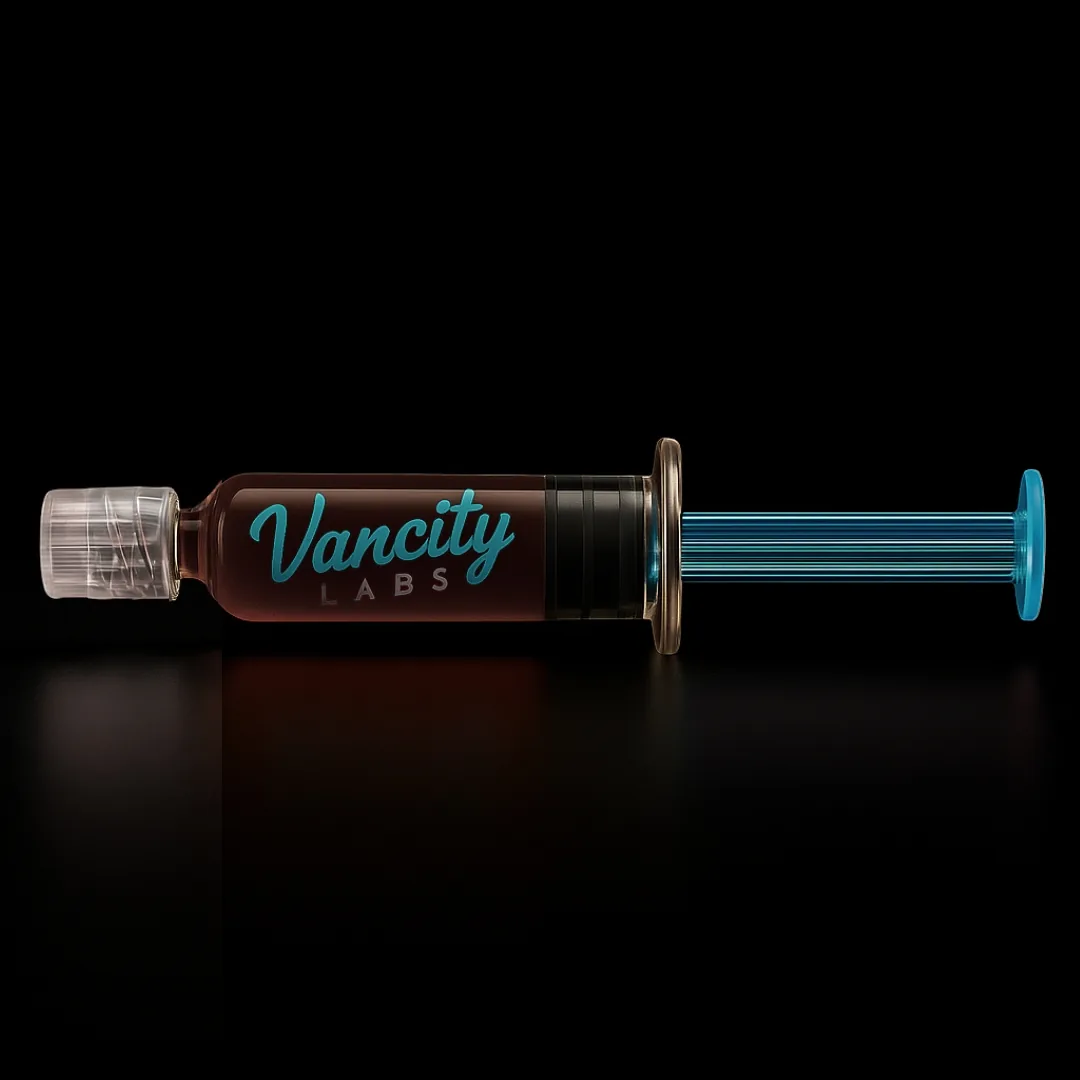 VanCity Labs Phoenix Tears 1g syringe filled with dark cannabis oil